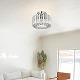 FRIDEKO HOME Crystal Ceiling Light Chrome Flush Mount Modern LED Fixture view 3