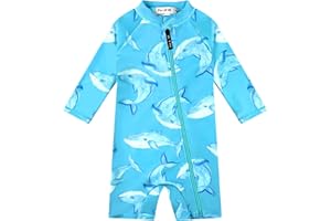 weVSwe Baby Swimsuit UPF 50+ Long Sleeve Toddler Boy Girl Bathing Suit Infant Sunsuit Newborn Swimwear with Zipper 0-3 Years