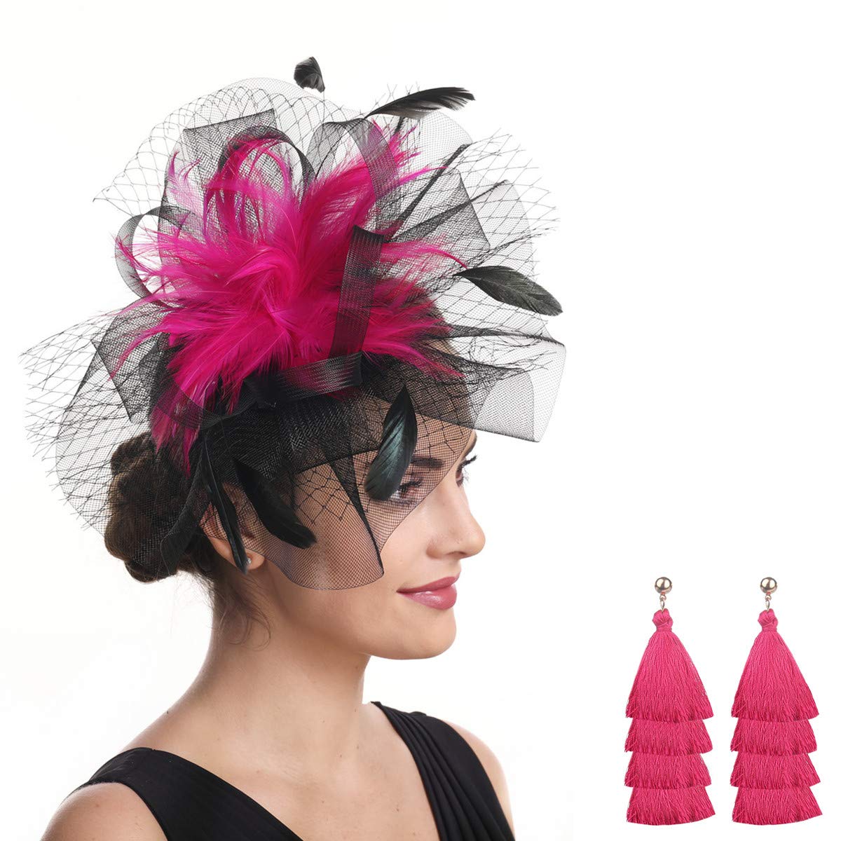 SAFERIN Fascinators Hat Flower Feather 