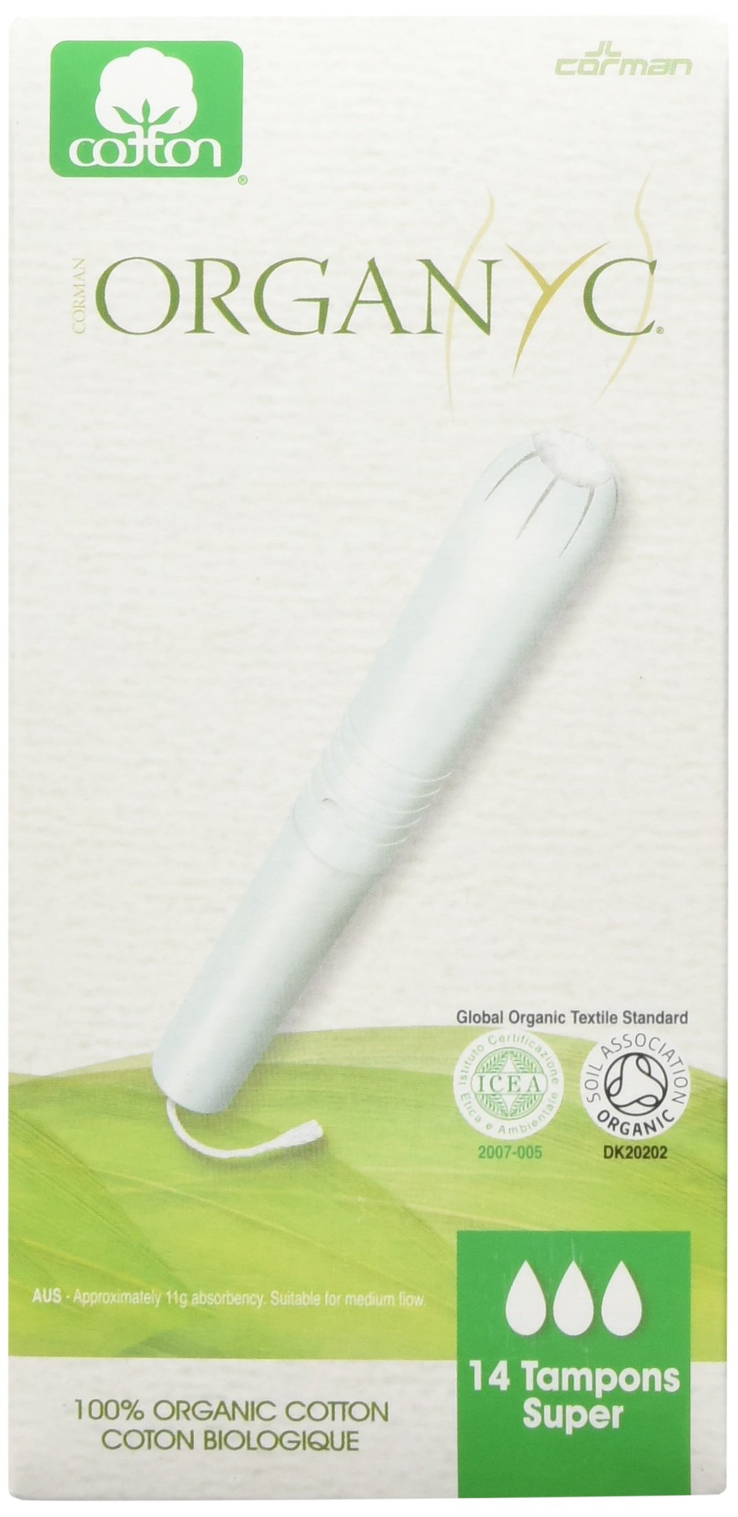 ORGANYC Hypoallergenic 100 Organic Cotton Internal Tampons