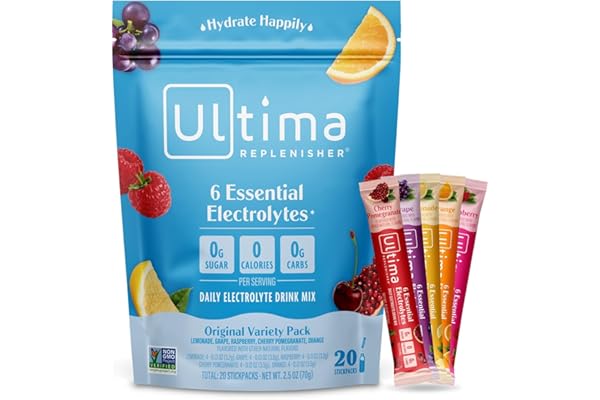 Ultima Replenisher Daily Electrolyte Drink Mix – Original Variety, 20 Stickpacks – Hydration Packets with 6 Electrolytes & Minerals – Keto Friendly, Vegan, Non- GMO & Sugar-Free Electrolyte Powder