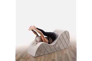 BEDIA Curved Chaise Lounge Chair for Yoga, Stretching, Relaxation and More, Soft Beige