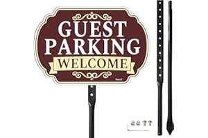 Smeryl Welcome Guest Parking Sign with 34.6" Stake for Lawn, 14" x 10" Guest Parking Sign, Rust-Free Aluminum, Weatherproof, 