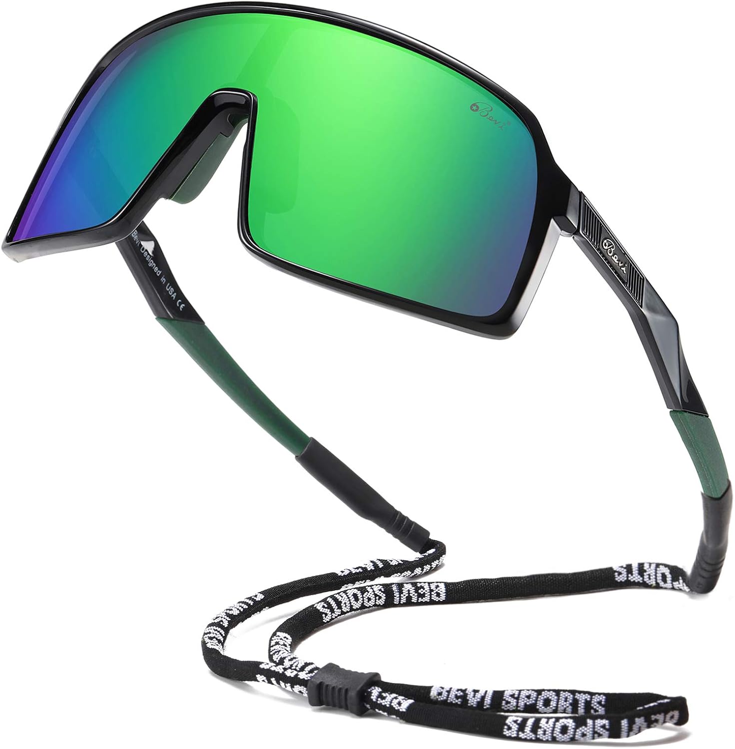 Bevi Sports Sunglasses Polarized Lens with TR90 Durable and Flexible Frame for Men Women Running