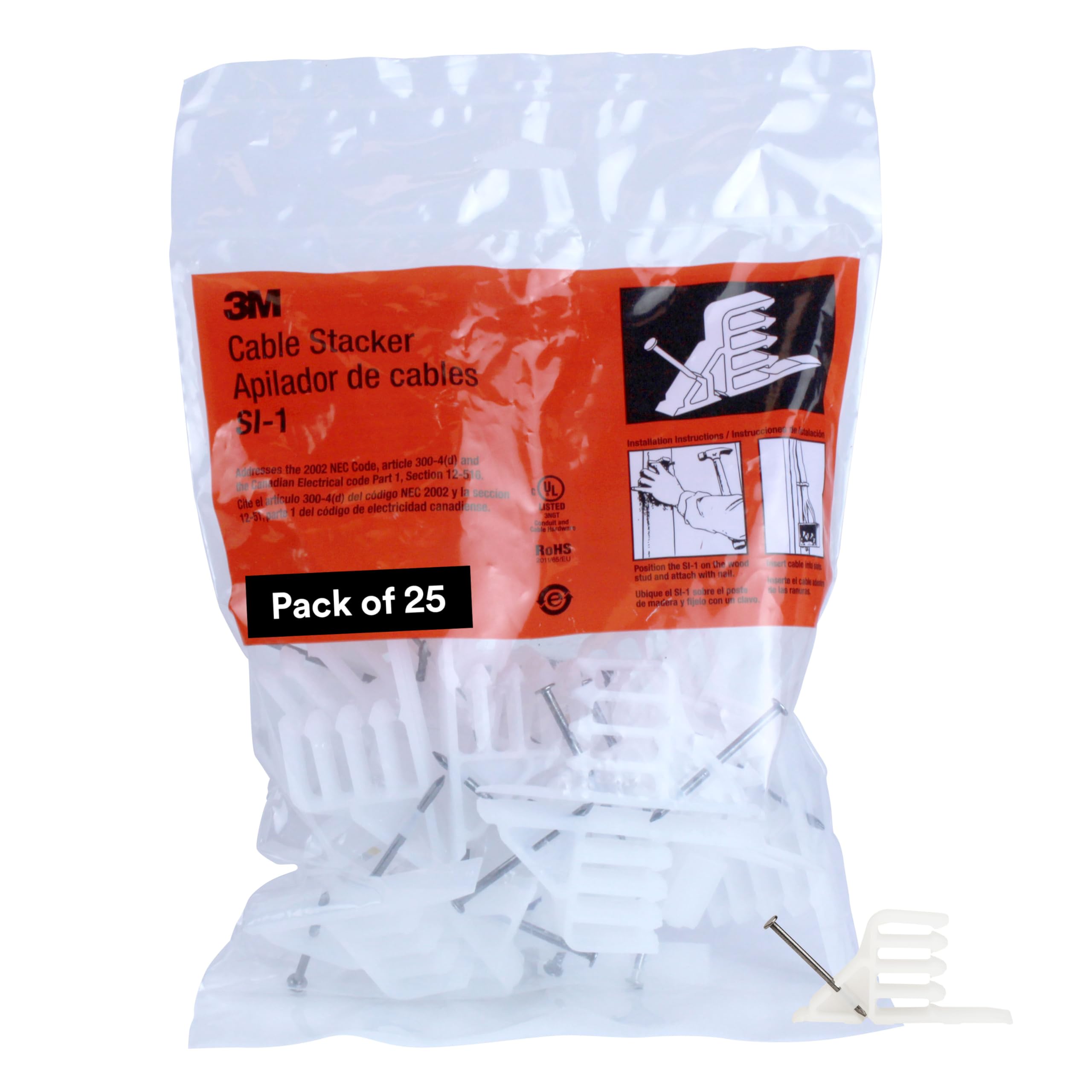 3M 80611237092 Stacker SI-1, Routes Various Number of Cables in an Organized Way, White