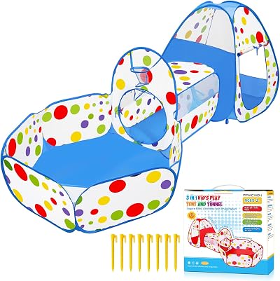 MAIKEHIGH Kids Play Tent and Tunnel 3 in 1 Pop Up Ball Pit Indoor Outdoor
