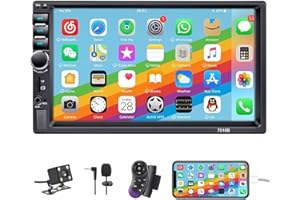 LSLYA Double Din Car Stereo,7 Inch Car Radio with HD Touch Screen Bluetooth Car Stereo,Bluetooth Hands-Free Calling,Mirror Link,AUX/EQ/SWC