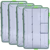 Kulport Tackle Boxes Plastic Storage Organizer Box with Removable Dividers,3600 Tackle Tray and 3700 Tackle Trays,Lure Box and Terminal Tackle Storage,4 Packs Tackle Trays-grey