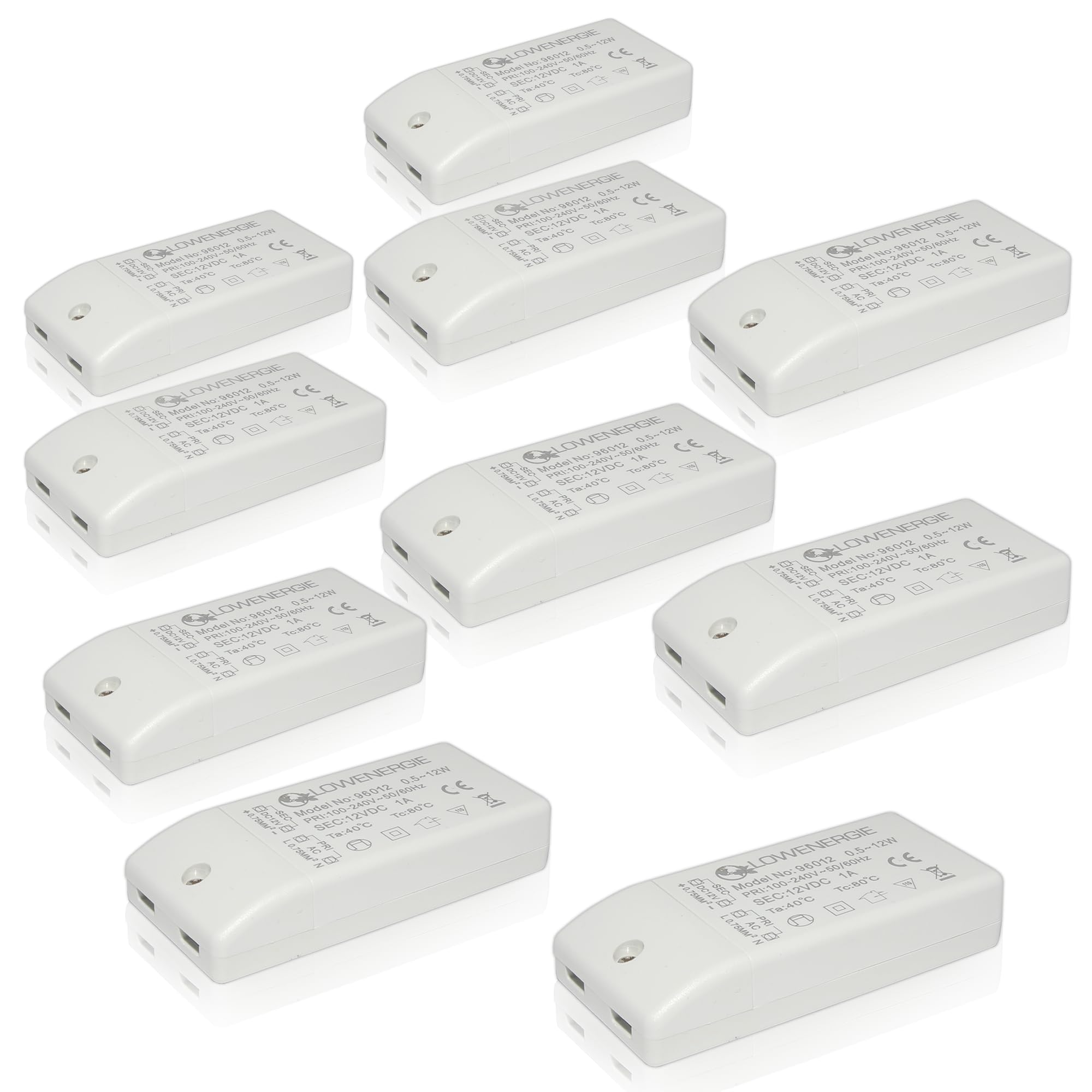 LOWENERGIE LED Driver Power Supply Transformer, 12w 240V - DC 12V, for Light Strips, LED Bulbs and Ring Doorbell (10)