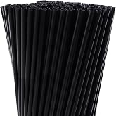 Tomnk 10.3" Disposable Plastic Drinking Straws, 100 Pack, Black | 0.24" Wide Food-Grade BPA-Free Straws for Light Smoothies, Protein Shakes, Iced Coffee, Juice, Soda &amp; 16-32oz Tumblers