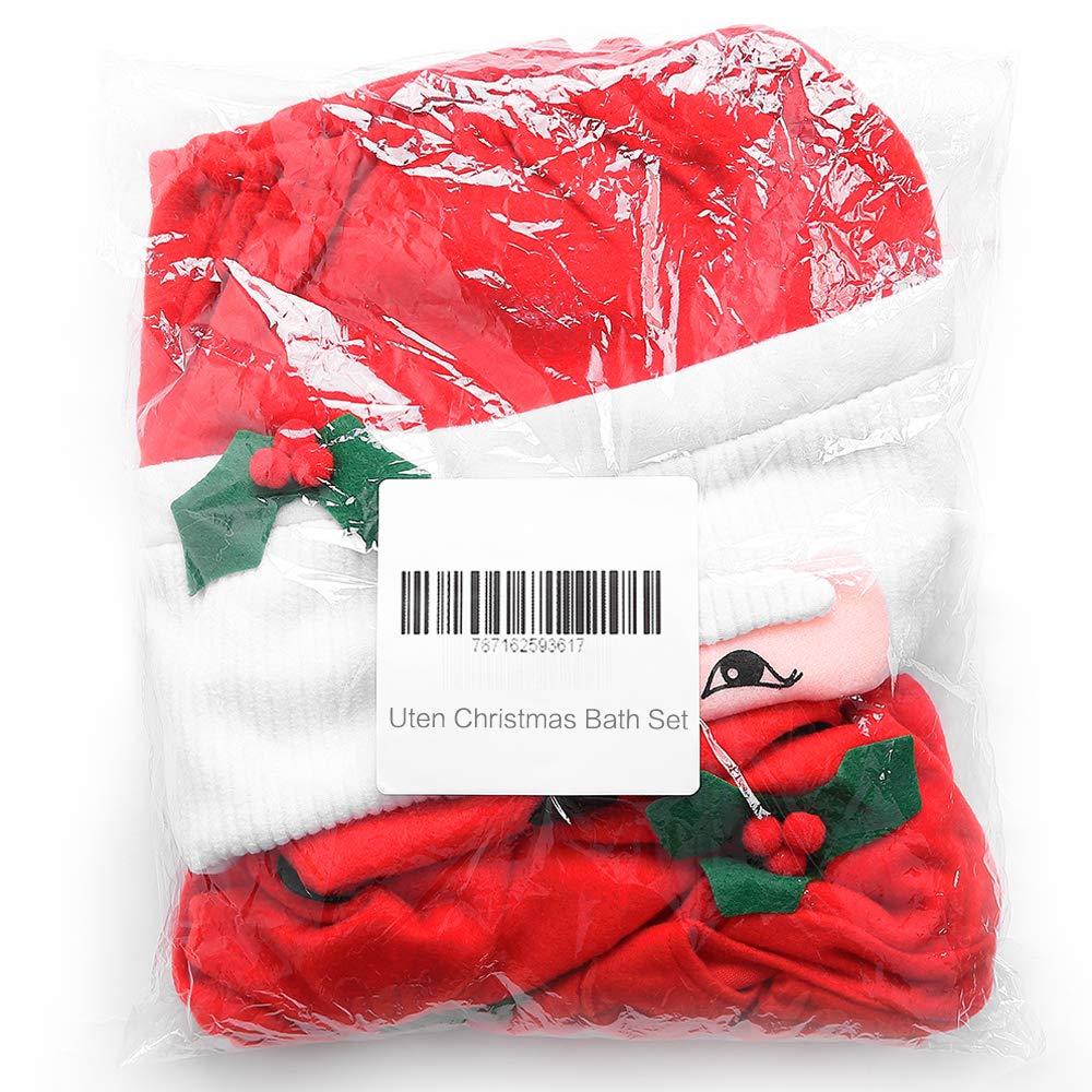 Zogin Weihnachten Toilettensitzbezug Weihnachtsdeko WC-Sitze Set mit Sitzbezug & Teppich & Gewebe Deckel für Badezimmer im Weihnachtsmann-Design