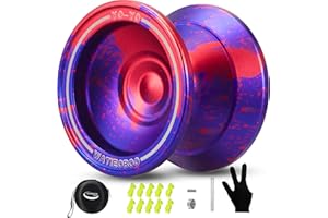 WATIEOBOO Metal yoyo Professional yo yo, Responsive yoyo for Beginners, Unresponsive Yo yo for Adults Intermediate-Advanced Players with U Type KK Bearing + Glove(Purple Red)