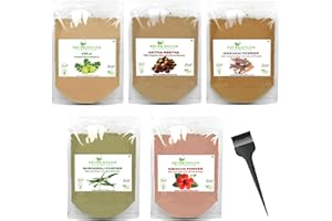 Shudh Online Herbal Hair Mask Powder Combo, Indian Ayurvedic Herbal Powder for Hair Growth (8.8oz, 250g), Bhringraj, Hibiscus, Shikakai, Reetha, Amla Shampoo (1.76oz each)