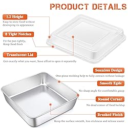 P&P CHEF Square Baking Cake Pan with Lid, Stainless