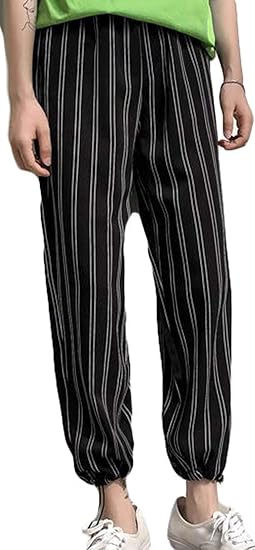 Bestmood メンズ パンツ ストライプ テーパードパンツ ゆったり 九分丈 ジョガーパンツ ファッション ストリート ロングパンツ ポケット おしゃれ 薄 夏 韓国風 カジュアル メンズパンツ ロングパンツ 通販 Amazon