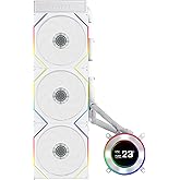 Lian Li HydroShift II LCD-C 360 TL Flex AIO Cooler, 3 Flex ARGB Fans,White | 360mm AIO with a 2.1-inch IPS LCD, 3 x TL120 Flex ARGB fans, Daisy-Chain Design, LGA 1851/1700, AM5/AM4 support (HS2LCD36TFW)