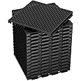 16 PCS Modular Interlocking Cushion,Interlocking Drainage Floor Tiles Mats Drainage Tiles Mat with Hole, Non Slip Pool Deck Mat Outdoor 10" x 10" for Drain Deck Pool Patio Balcony Shower Kitchen,Black