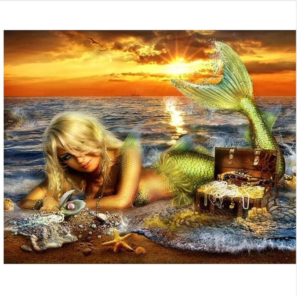WACYDSD Malen Nach Zahlen Meerjungfrau Und Schatz DIY
