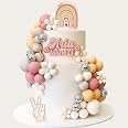 46-Piece Boho Groovy Cake Topper Set – Acrylic Balls & Daisy Flowers For Wedding, Birthday Decor