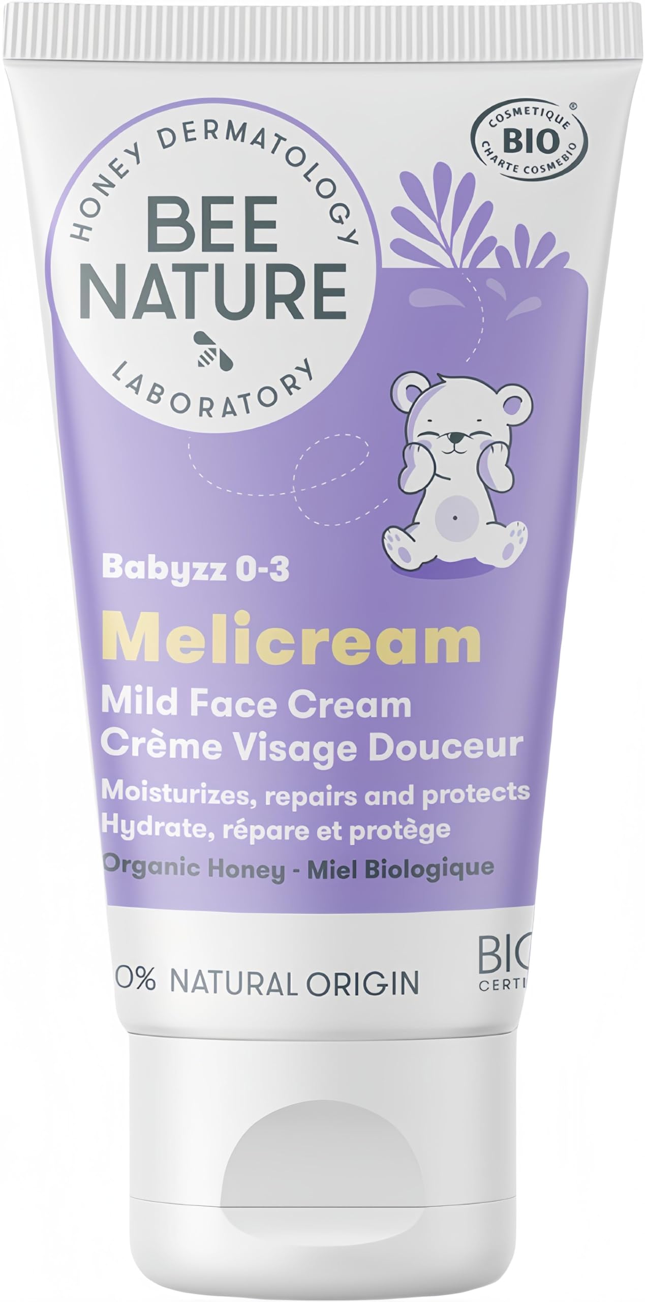Bee Nature - Baby Face Cream - Organic Honey Care - Relieves Rashes Redness - Moisturizes and Repairs - 100% Natural - Suitable for Newborns Toddlers with Dry, Sensitive Skin- 50ml