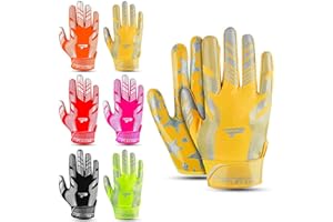 PLAYEUR Sticky Receiver Adult and Kids Football Gloves - Stretch Fit, Durable Grip | Youth Football Gloves for Boys 8-12 in Vibrant Colors