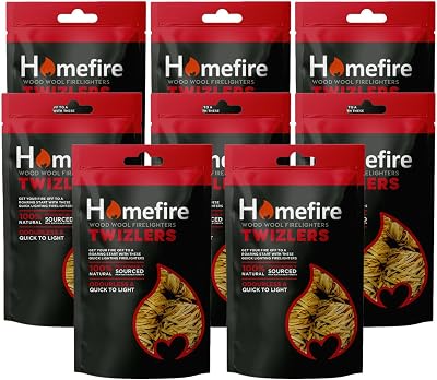 Homefire Natural Odourless Wood Wool Firelighters Pack 8 Stoves Burners BBQ