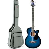 Best Choice Products Acoustic Electric Bass Guitar, Full Size 4 String, Fretted Bass Guitar w/Padded Gig Bag - Blue