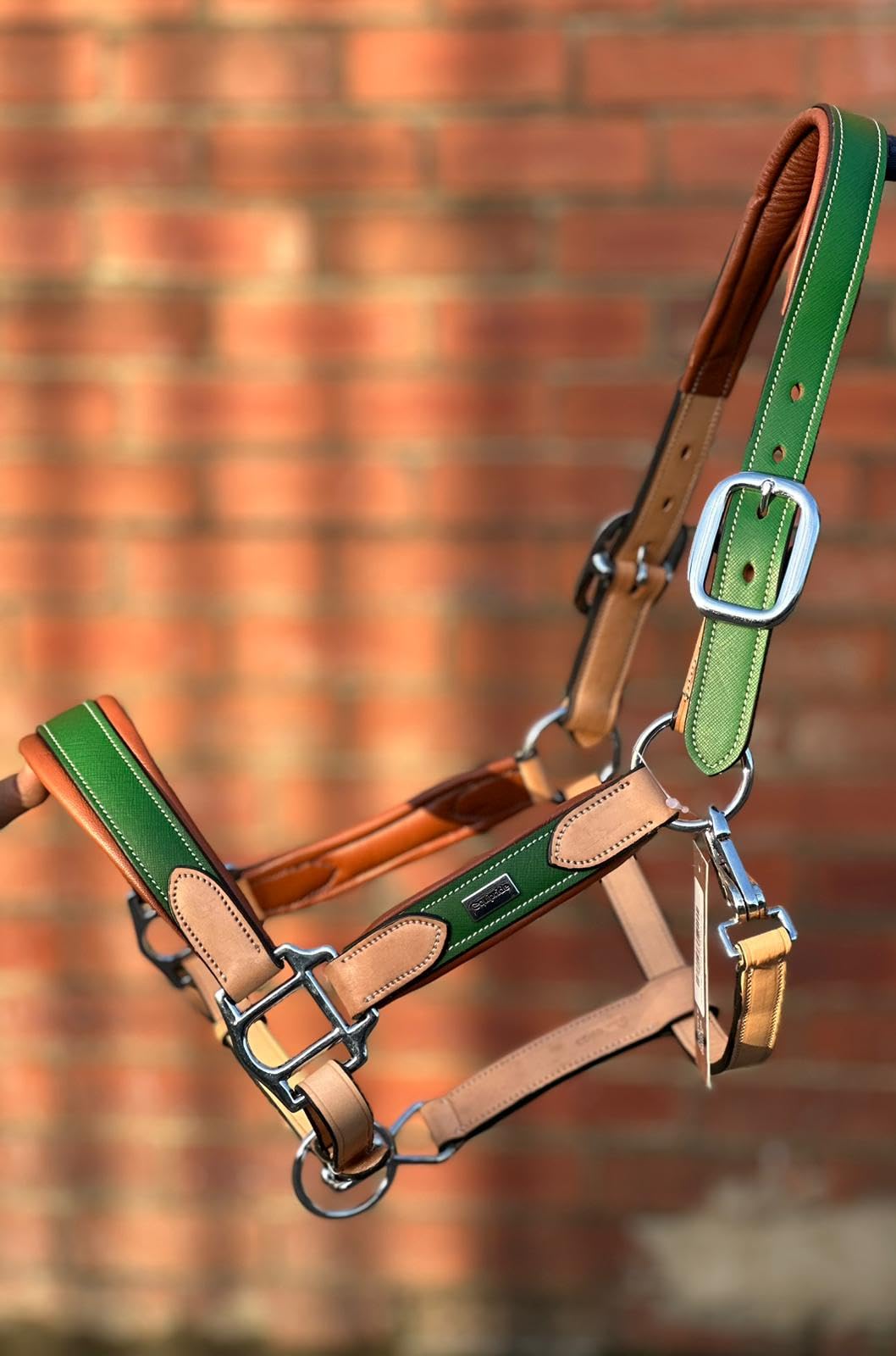 Equipride Argentinian Leather Headcollar for Horse, Cob, Green