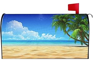 Abucaky Sea Beach Palm Trees Mailbox Cover Magnetic Summer Waterproof Mailbox Wraps Post Letter Box Decor 21x18 in
