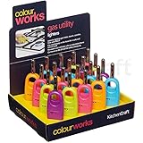 Kitchen Craft 1 x Kitchen Caft CWELIGHTDISP20 Colourworks Butane Gas Lighters, Assorted Colours, Display of Twenty