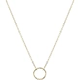 LOYATA Gold Pendant Necklaces for Women-Simple 14K Gold Round Circle Pendant Necklace Dainty Charm Necklace Jewelry Gifts for Women