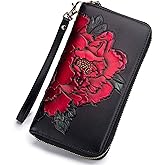 Alkenred Credit Card Holder For Women Pocket Organizer Leather Wallet Purse For Women RFID Multi Carrier Big Lots Card Case (red2)