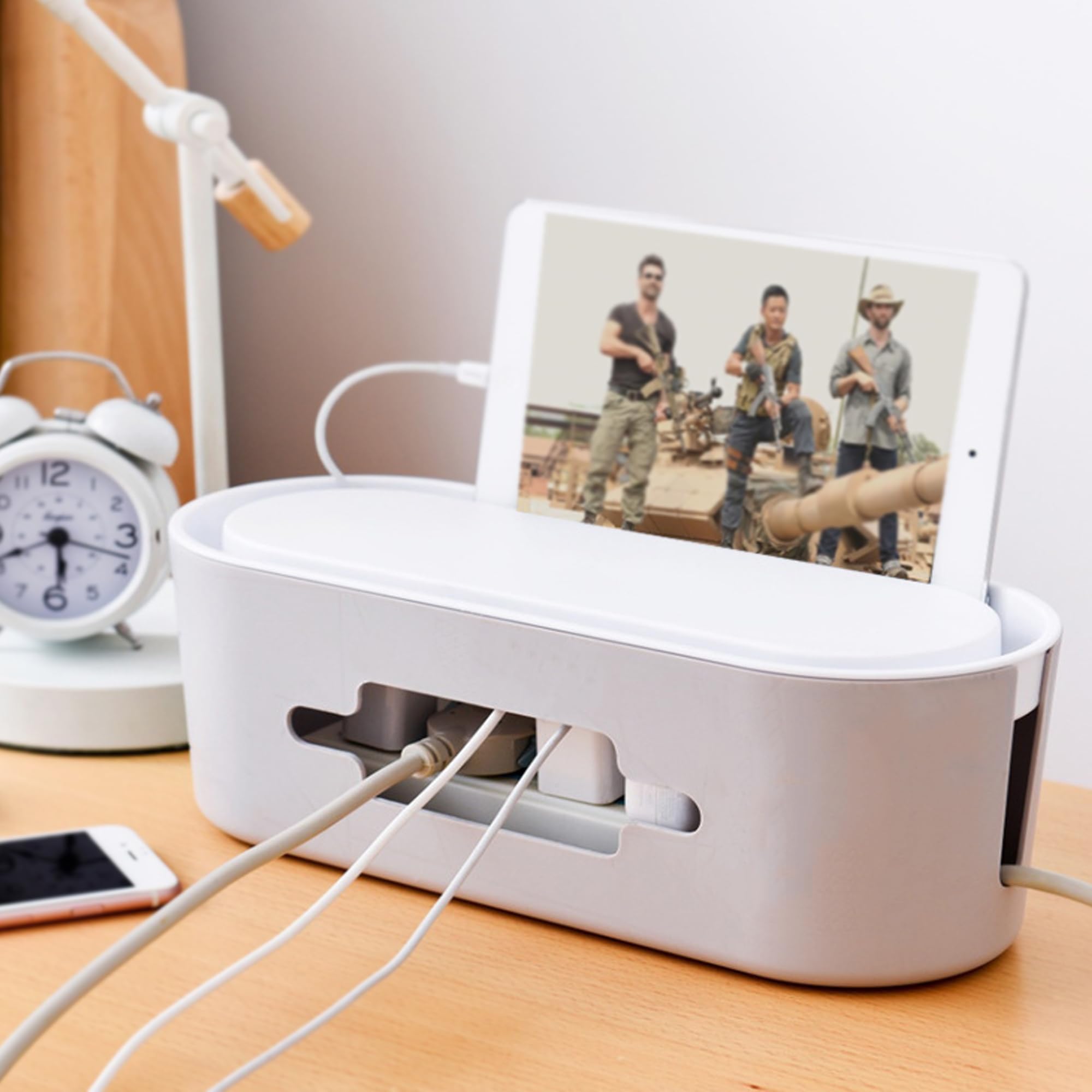 JIAMIAN Cable Tidy Box, Cord Organiser Cable Storage Box, Large Cable Management and Desktop Storage Box, Cord Wire Organiser Box, for Storage Extension Cables — image 1