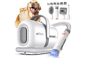 AFLOIA Dog Grooming Vacuum Kit, All-in-One Pet Grooming Vacuum with Pet Clippers, Low Noise Dog Hair Vacuums with 1.5L Dust Cup, Dogs deshedding Vacuums Brush for Dogs Cats