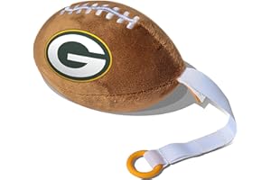 Green Bay Packers Plush Football Pacifier Holder by Smilo - Officially Licensed NFL Soother Holder - Soft Plush Toy and Dummy Holder - Fits Any Pacifier - Stroller Accessory & Newborn Essential