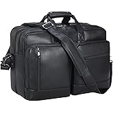 Leather Briefcase for Men Expandable Large 17 Inch Laptop Crossbody Shoulder Bag Business Travel Duffel Attache Case