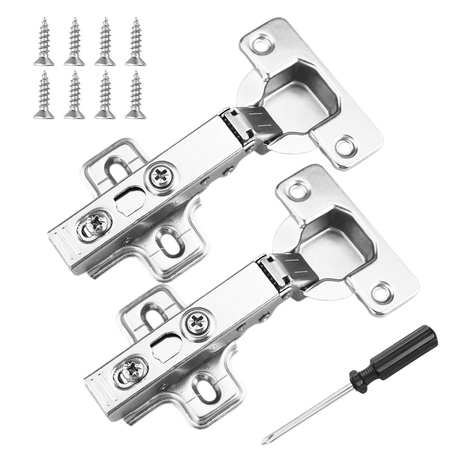 2 pcs Soft Close Cabinet Hinge,110 Degree Full Overlay Kitchen Door Hinge,35mm Concealed Kitchen Cabinet Hinges Cabinet Door Plate with Screws