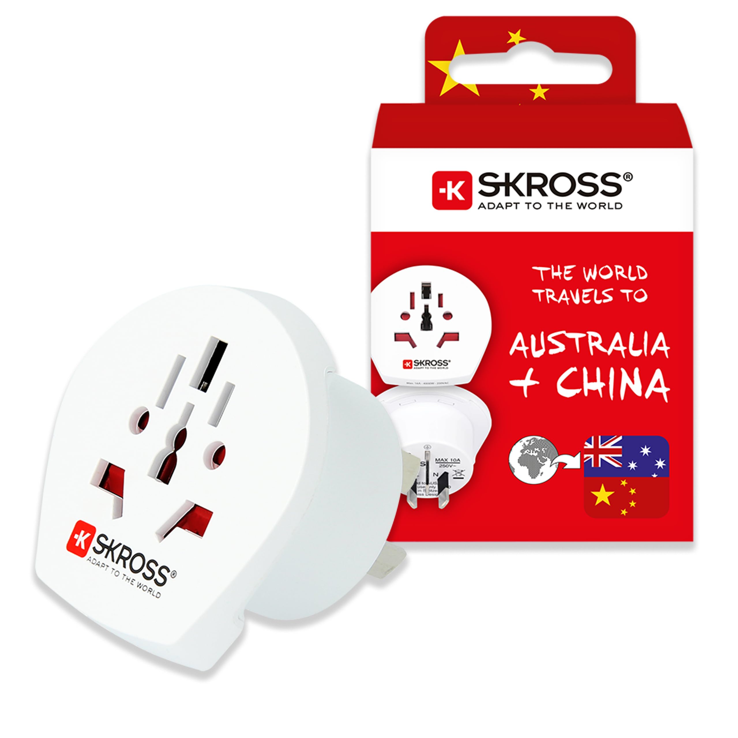 SKROSS World to Australia/China Travel Adapter, International Plug Converter for Visitors to Australia/China, Compatible with Laptops, Phones, Hairdryers and More, Shock Protection — image 1
