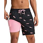 maamgic 2 in 1 Mens Swim Trunks 7 Inch Swim Shorts Swim Suits Board Shorts