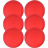 Lids for Pyrex and Anchor Round Glass Containers (2-Cups, Red-6 PACK)