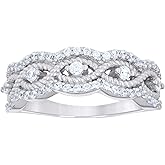 Jewels By Lux Sterling Silver Women's Cubic-Zirconia Fashion Bridal Anniversary Wedding Engagement Band Ring
