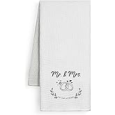 FGFK Mr and Mrs Gifts Kitchen Towels, Wedding Honey Moon Gifts for Couples Newlyweds Dish Tea Towels for Kitchen Decor, Just Married Gifts Decorative Hand Towels for Bathroom, 16x24 Inch