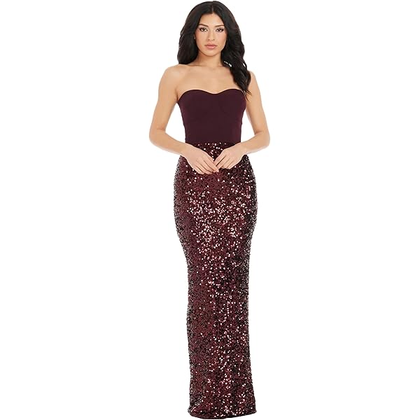 Dress the Population Women's Iris Sequin, Maxi, Mermaid, V-Neck Dress,  Bright Fuchsia, XX-Small at Amazon Women's Clothing store
