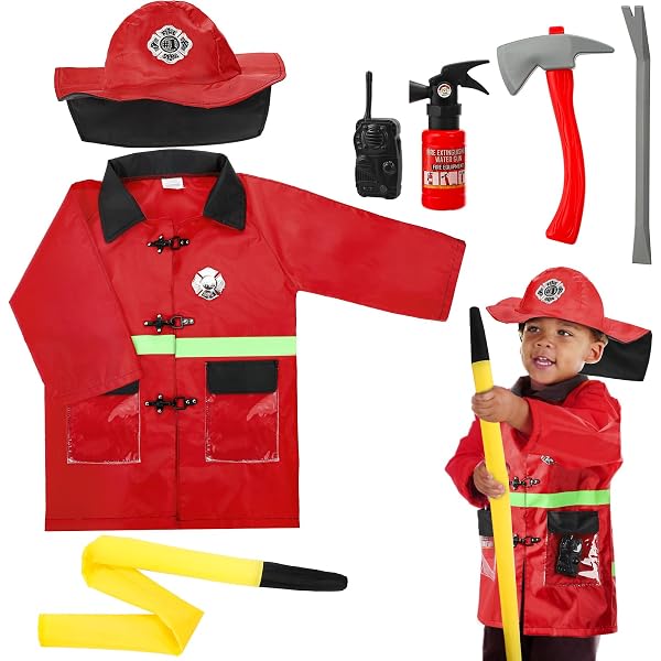 Costume Bébé Pompier Unisexe - Déguisement Halloween Tout-petit Garçon/fille - Set Complet