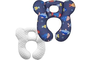 ZHOMA Baby Travel Pillow, Upgrade U-Shape Infant Pillow for Car Seat Pushchair and Stroller, Soft Comfortable Sleep Cushion for Kids Newborn and Toddler -Fish DarkBlue