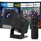 Mini Projector, Portable Projector 4K Support, Full HD 1080P Outdoor Movie Projector with WiFi6 and Bluetooth,Auto Focus with Built-in Apps Proyector,Compatible with HDMI/USB/iOS/Android