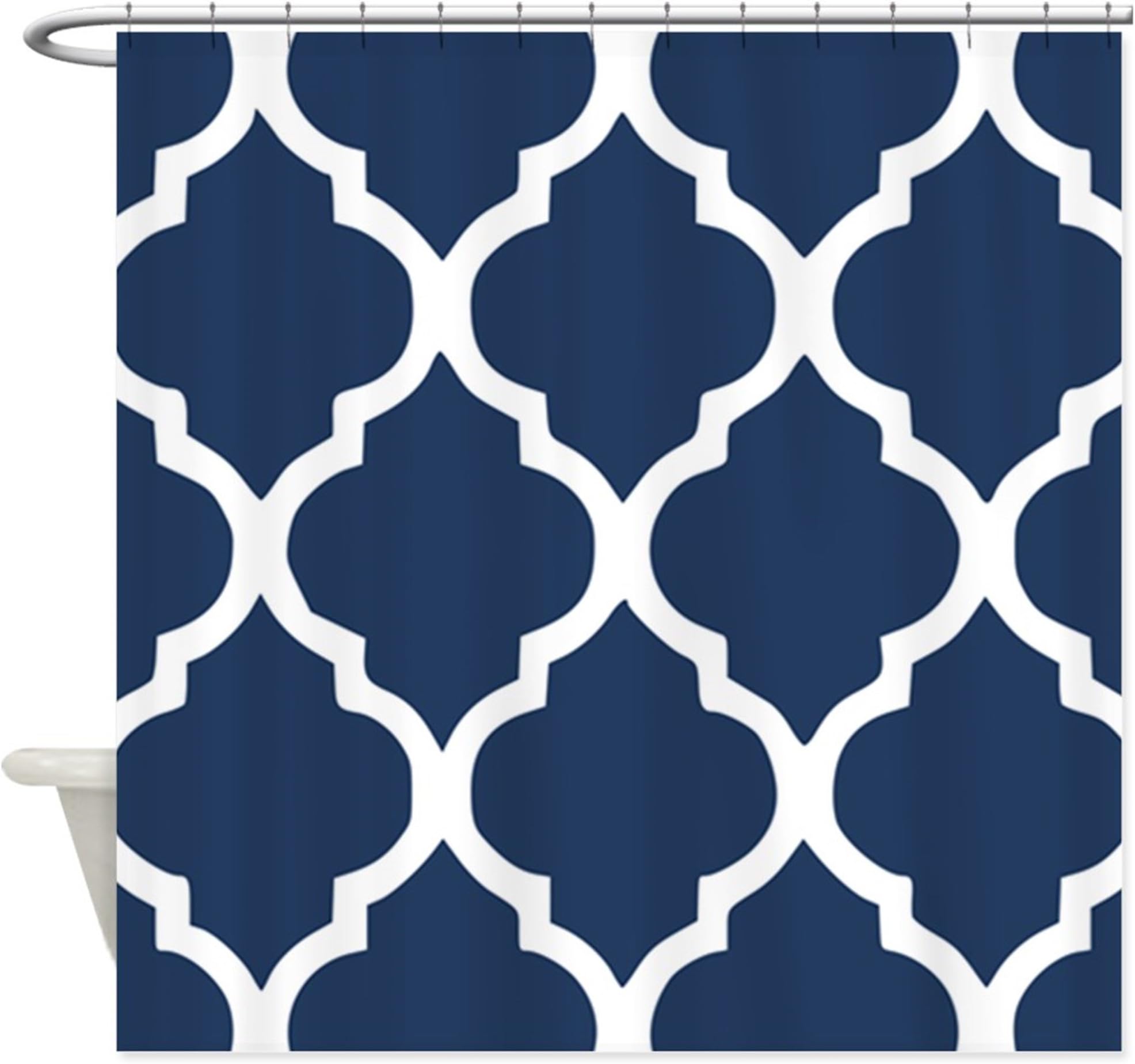 Eikleom Navy Blue Quatrefoil Pattern Shower Curtain 180x180cm Waterproof Polyester