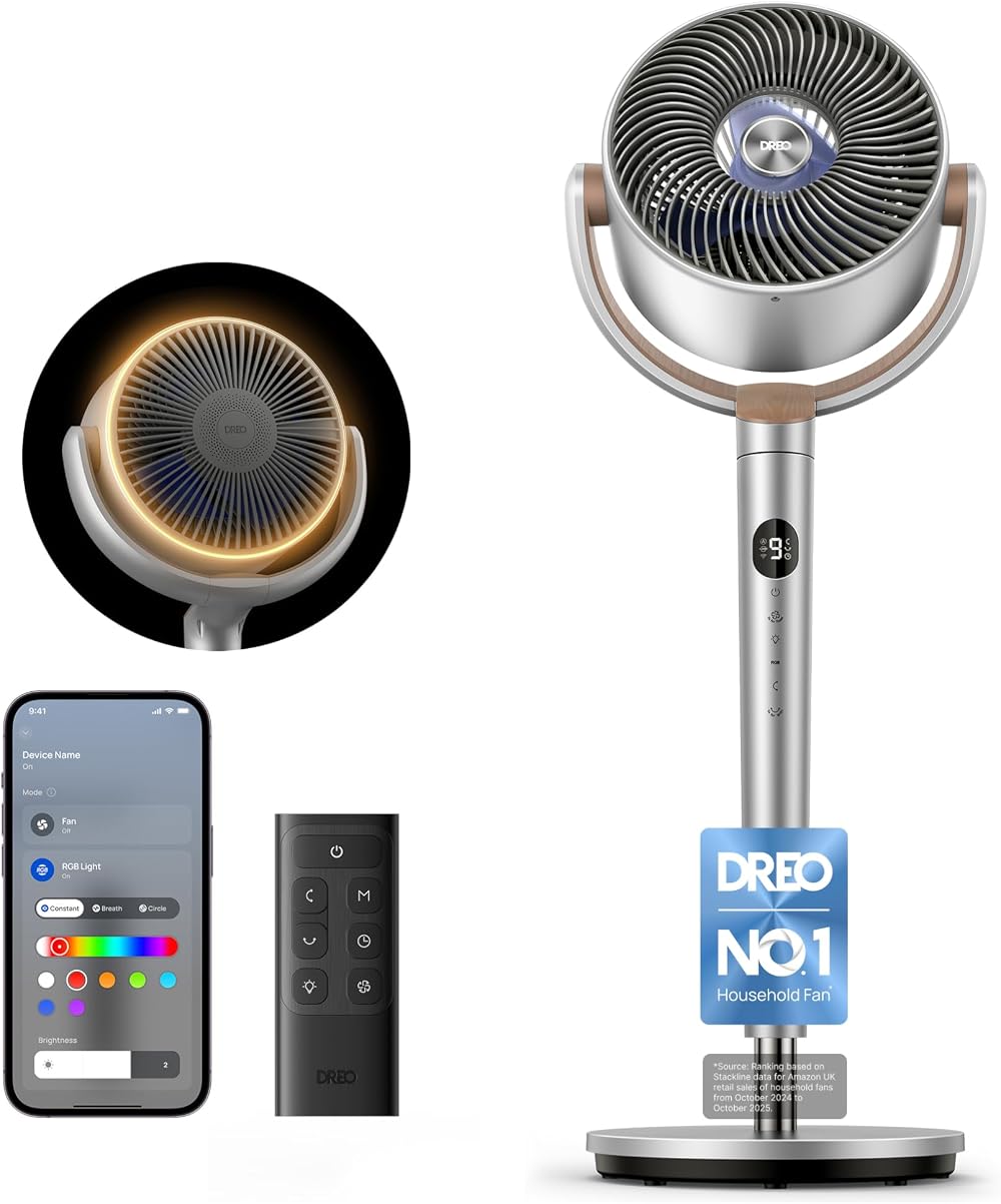 Dreo 40 Inch Smart RGB Pedestal Fan 9 Speeds 6 Modes 120° Oscillation