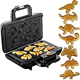 Mini Waffle Maker Waffle Iron Dinosaur Waffle Maker for Kids Make 7 Unique Dino Friends Waffle in Minutes, Electric Nonstick 