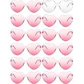 Konohan 12 Pairs Heart Shaped Sunglasses Rimless Bride Sunglasses Transparent Heart Glasses Bachelorette Holiday Party Favor
